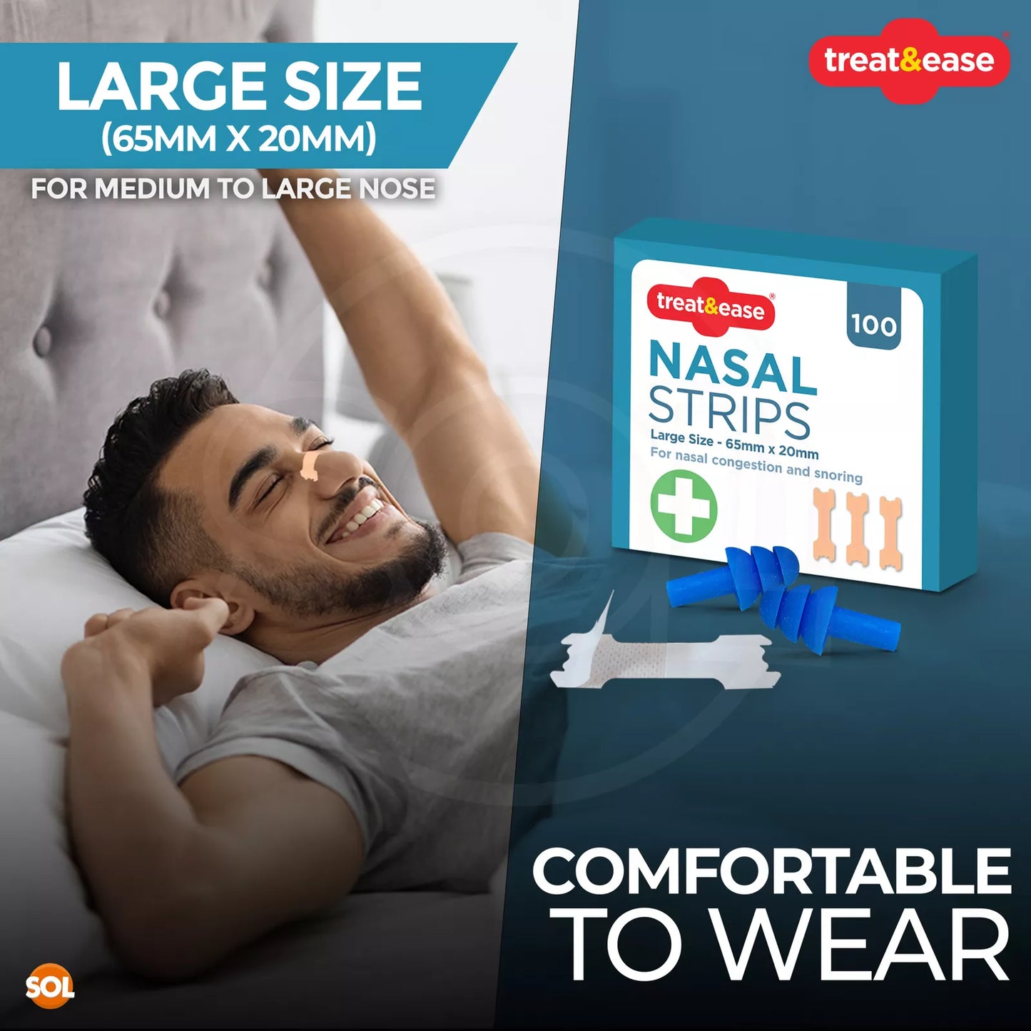 SnoreEase™ Large Anti-Snoring Nasal Strips